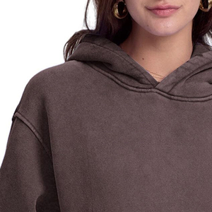 Nouveauté : sweat à capuche pour femme en molleton décontracté d'hiver, lavage à l'acide, logo personnalisé, 100% coton, écologique, séchage rapide, haute qualité - Product Image 4