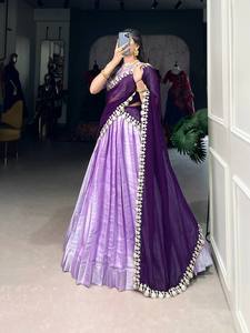 Tussar Silk Lehenga Choli pour les fêtes et les mariages tenue traditionnelle pour Garba demoiselle d'honneur Lehenga Saree - Product Image 4