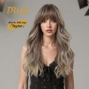Taylor C-DWY 24-Inch <b>Long</b> Wave Glueless Synthetic <b>Wig</b> Bionic Silk Top Smoky Balayage Blonde New Technology! - Product Image 1