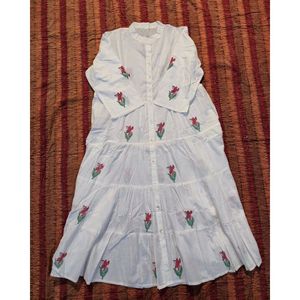 Hand Block Printed Midi Puff <b>Sleeve</b> <b>Dress</b> for <b>Summer</b> Parties - Product Image 2