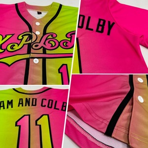 Personnalisé Néon Vert Rose-Noir Authentique Dégradé Mode Baseball Jersey - Product Image 2
