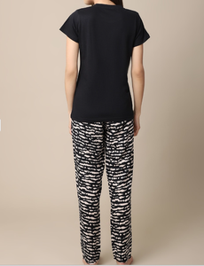 Conjunto de pijama estampado a la moda para mujer, ropa de dormir de algodón, Conjunto de pijama estampado, Top y pantalones de manga larga con cuello redondo - Product Image 5