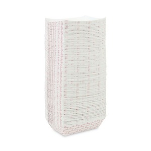 Boardwalk BWK30LAG250 Disposable <b>Red</b>/White Lunch <b>Box</b> 2.5 Lbs. Capacity Paper Food Baskets 500/Carton - Product Image 3