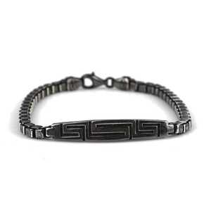 925 Sterling Silver Bracelet with Greek Motifs Rhodium Plated Diamond Pearl Set 18K Gold Rose Gold Religious Style <b>Charm</b> <b>Bangles</b> - Product Image 2