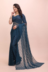 Estilo de Bollywood de moda Listo para usar Saree | Sari de seda de arte con estampado floral para fiesta y boda con pieza de blusa | Moda de mujer - Product Image 3