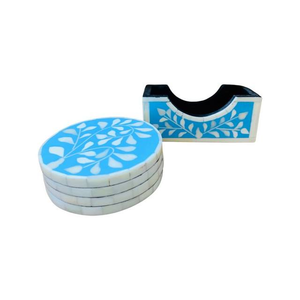 Sous-verres en nacre de style élégant, de qualité supérieure, ensemble de 4 avec boîte de rangement, sous-verres pour la maison et l'hôtel, en provenance d'Inde - Product Image 1