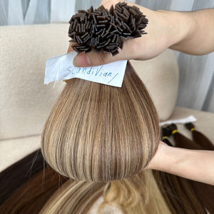 Vente en gros prix d'usine Extension de cheveux humains colorés à la kératine pointe plate et cuticule vierge brute étirée double - Product Image 1