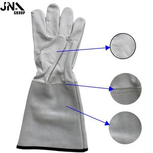 Guantes de soldadura nuevos de piel de cabra y piel de vaca de longitud extra para soldador Mig/Tig guantes de seguridad contra calor/fuego - Product Image 6
