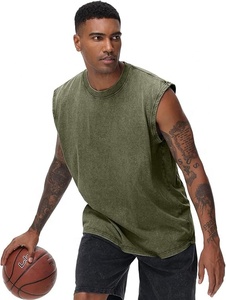 Mens Cotton Sleeveless Tank Tops Cut Off Muscle Gym T Shirts Running Beach Loose Fit Tees Basic Workout Tops - Product Image 3