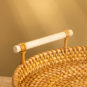 Bandeja Redonda de Mimbre Tejida a Mano con Asas / Bandeja Decorativa de Mimbre para Mesa de Centro, Desayuno en la Cama y Decoración del Hogar - Product Image 3