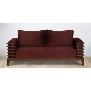 Canapé 3 places en teck contemporain Kingston de couleur rouge vin - Product Image 1