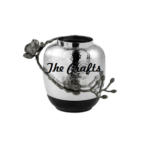 Jarrón de Flores Metálico Martillado de Alta Calidad, Forma Redonda, Accesorios de Decoración para el Hogar y Bodas - Product Image 1