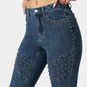 2025 femmes taille haute perles <span class=keywords><strong>Leggings</strong></span> imitatifs <span class=keywords><strong>Leggings</strong></span> mode rétro haute élastique Stretch cheville pantalon <span class=keywords><strong>jean</strong></span> décontracté - Product Image 3