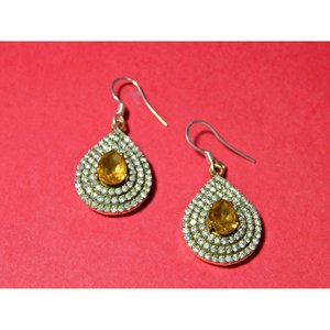 Boucle d'oreille en argent sterling 925 Citrine naturelle CZ bijoux en cristal à facettes pour filles et femmes article cadeau - Product Image 1
