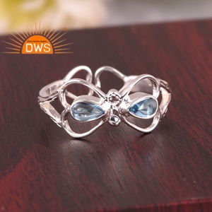 แหวนพลอยบุษราคัมสีเงินแท้เหมาะสำหรับเป็นของขวัญสำหรับผู้หญิง - Product Image 2