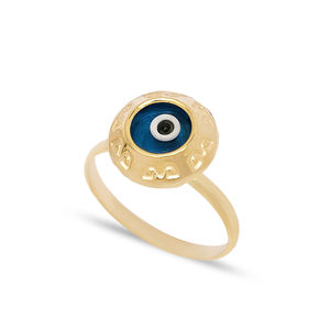 Anillo de diseño de ojo turco de forma redonda, joyería de plata de ley 925 hecha a mano turca al por mayor - Product Image 1