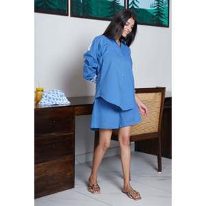 Conjunto de 2 Piezas de Mezclilla para Mujer Fintastic, Shorts Cortos Ajustados Azul Marino y Top, Talla XL, Conjuntos por Encima de la Rodilla para el Verano - Product Image 2