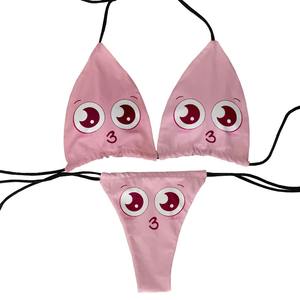 Maillot de bain DryFit brésilien pour femmes Floral Halter Print V-Neck Bandage Bikini Set Thong Bikini pour filles DryFit Maillots de bain - Product Image 1