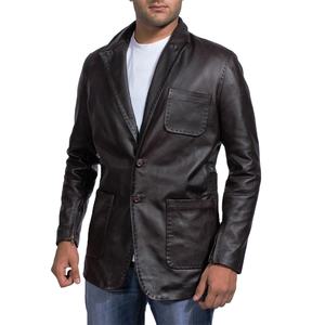 Chaqueta de cuero para hombre Chaqueta de cuero de bombardero personalizada Chaqueta de cuero de oveja original - Product Image 1