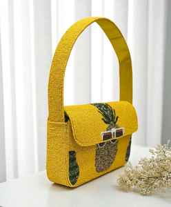 Multicolor Beaded <b>Bag</b> with Handle, Handheld <b>Bag</b>, Casual Hand <b>Bag</b>, Indian Handicraft, Handmade, <b>Baguette</b> <b>bag</b>, - Product Image 1