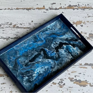 Plateau en résine et bois fusionné, écologique, fait à la main, en époxy |   Taille personnalisée moderne disponible pour une utilisation à domicile, à l'hôtel et au restaurant - Product Image 1