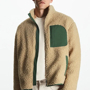 Veste en polaire sherpa pour homme, laine d'agneau, col montant, fermeture éclair, sweat-shirt à fermeture éclair tendance OEM pour l'hiver - Product Image 1