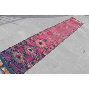 2.4x12.7 ft Turkish Rug, <b>Runner</b> Vintage Rug, <b>Red</b> Moroccan Rug - Product Image 4