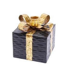 Bougeoir en forme de boîte cadeau, lanterne hurricane, décoration d'intérieur, porte-bougie pour cadeau - Product Image 1
