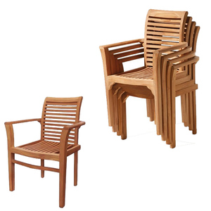 Indonesia Teak Wood Patio <b>Garden</b> Outdoor Furniture Stackable <b>Chairs</b> - Product Image 2