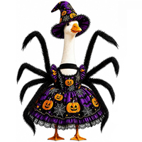 Costume de Halloween pour oie de porche, motif citrouille, pattes d'araignée, robe de sorcière, pour statue de 23 pouces, décoration de jardin et de festival