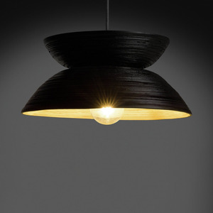 Lámpara suspendida en espiral de bambú negro, iluminación interior, lámparas de suspensión colgantes hiladas naturales de fábrica superior - Product Image 2