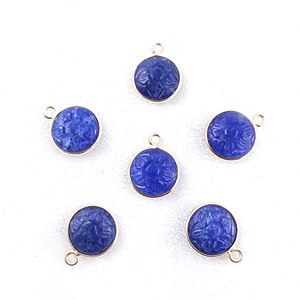 Pendentif de sculpture de fleur de saphir bleu teint - Product Image 2