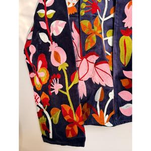 Veste réversible en velours inspirée de l'automne et du printemps, patchwork japonais, satin floral, lin, cuir, polyester/coton, taille XL, vêtement d'extérieur - Product Image 4