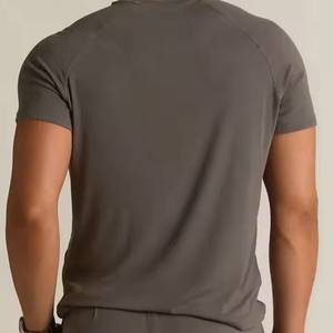 Estilo ajustado de la mejor calidad de algodón puro transpirable de secado rápido para camisas de hombre Casual personalizado de talla grande de manga corta con cuello redondo - Product Image 6