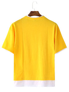 Venta al por mayor por encargo de las mujeres de algodón de color sólido carta bolsillo Inicio cuello redondo Casual camiseta de dos piezas al mejor precio - Product Image 2