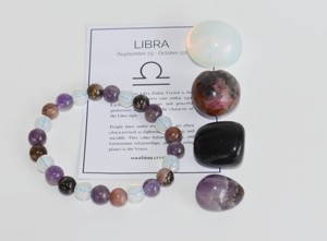 Kit de Vente en Gros de Cristaux Naturels du Zodiaque Libra, Pierres Roulées de Guérison de Qualité, Pierre de Naissance, Carte, Bracelet de Perles Rondes de 8mm - Product Image 4