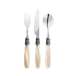Cubiertos de acero inoxidable con acabado Chapado en Color plateado y mango negro, cubiertos utilizados para el hogar, boda, café, uso diario, Juego de 3 productos - Product Image 2