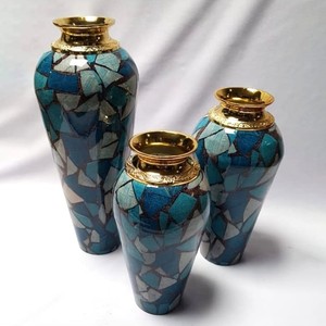 <b>Vintage</b> Enamel Coated Metal Flower <b>Vase</b> Iron Aluminum Eco-Friendly Wedding Home Interior Decor - Product Image 4