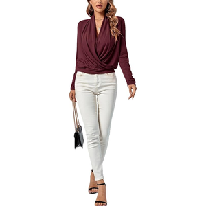 Camisa de trabajo de manga larga coreana, ropa informal formal, blusas para mujer, blusas elegantes con cuello de pico, camisas de trabajo informales de negocios holgadas - Product Image 6