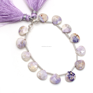 Perles de pierres précieuses de Bertandite Opale violette naturelle de qualité supérieure, facettées en forme de cœur, 6 pouces, 9x9 mm, pour la fabrication de colliers, par un tiers - Product Image 3