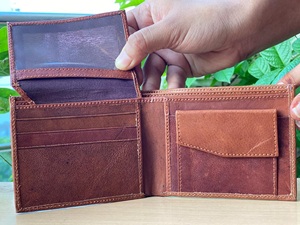 Cartera de cuero genuino para mujer, Cartera de piel auténtica, elegante, Vintage, marrón, gran oferta - Product Image 4