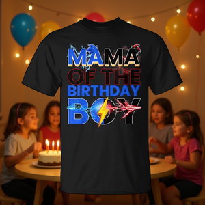 T-shirt à manches courtes et col rond pour adulte, impression numérique, Mama Of The Birthday Boy Hedgehog Family Party - Product Image 3