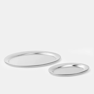 Ensemble de 2 plats en acier inoxydable écologiques, plateaux polis, commande minimum de 100 pièces - Product Image 1