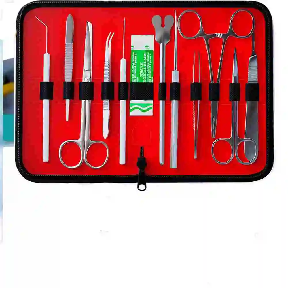 Kit de disseção avançada, conjunto de disseção de anatomia do laboratório da biologia com lâminas de punho de faca de bisturi de aço inoxidável