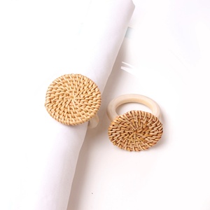 Hot Selling Set Natural Handwoven <b>Rattan</b> Eco-Friendly Napkin Rings Luxury Boho <b>Dining</b> <b>Table</b> Decoration Custom Design Handmade - Product Image 4