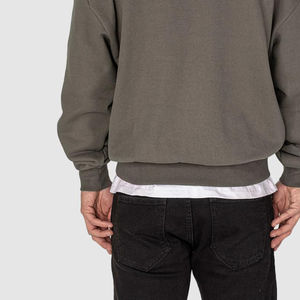 OEM Wholesale Men's Boxy Style Cotton Sweatshirt Oversized <b>Crewneck</b> <b>Sweater</b> Solid Plain Breathable Sweatshirt - Product Image 5