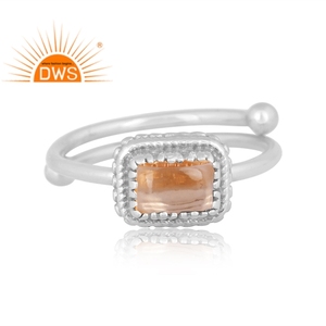 Joyería personalizada apilable de piedras preciosas de citrino Natural de plata fina de la mejor calidad para regalo de mujer para ella - Product Image 2