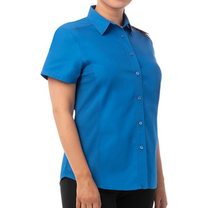 Camisas de trabajo de manga corta para mujer Impresión de logotipo personalizado Uniforme Tops Ropa de oficina formal Directo de fábrica OEM ODM Proveedor - Product Image 2