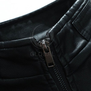 Venta caliente nueva moda de alta calidad de los hombres a prueba de viento chaqueta de cuero para el invierno Stand Collar Front Logo transpirable ecológico - Product Image 4