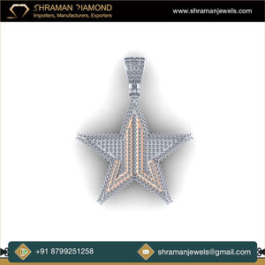 Design élégant de qualité standard 4.27 ct. Pendentif étoile en or deux tons personnalisé Ice Out en or massif 10K pour hommes du fournisseur indien - Product Image 5